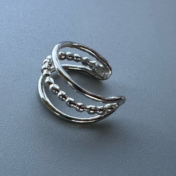 Platinum Plated Three Band Ear Cuff - Picture 5 of 13